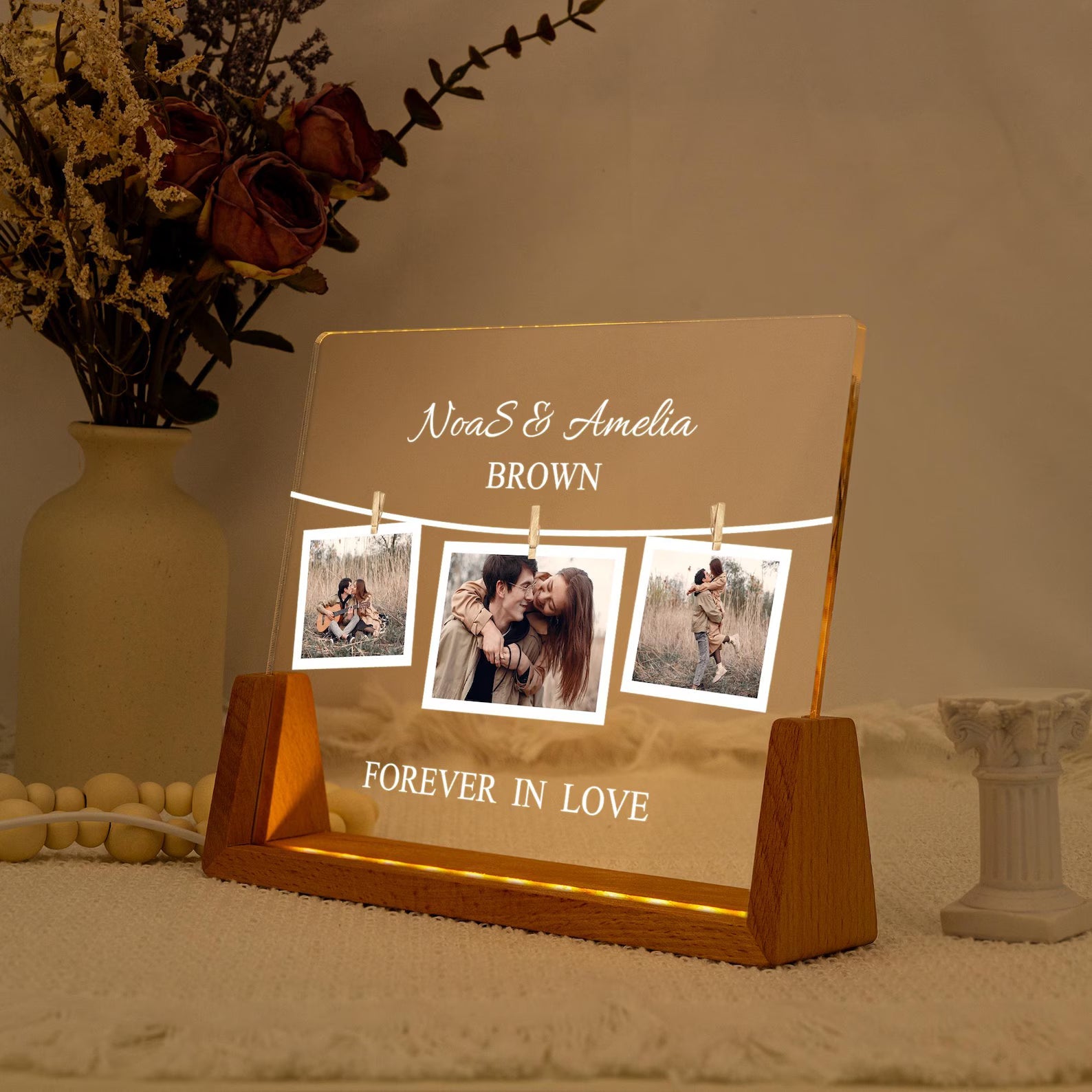 Personalized Couple Photo Collage LED Light