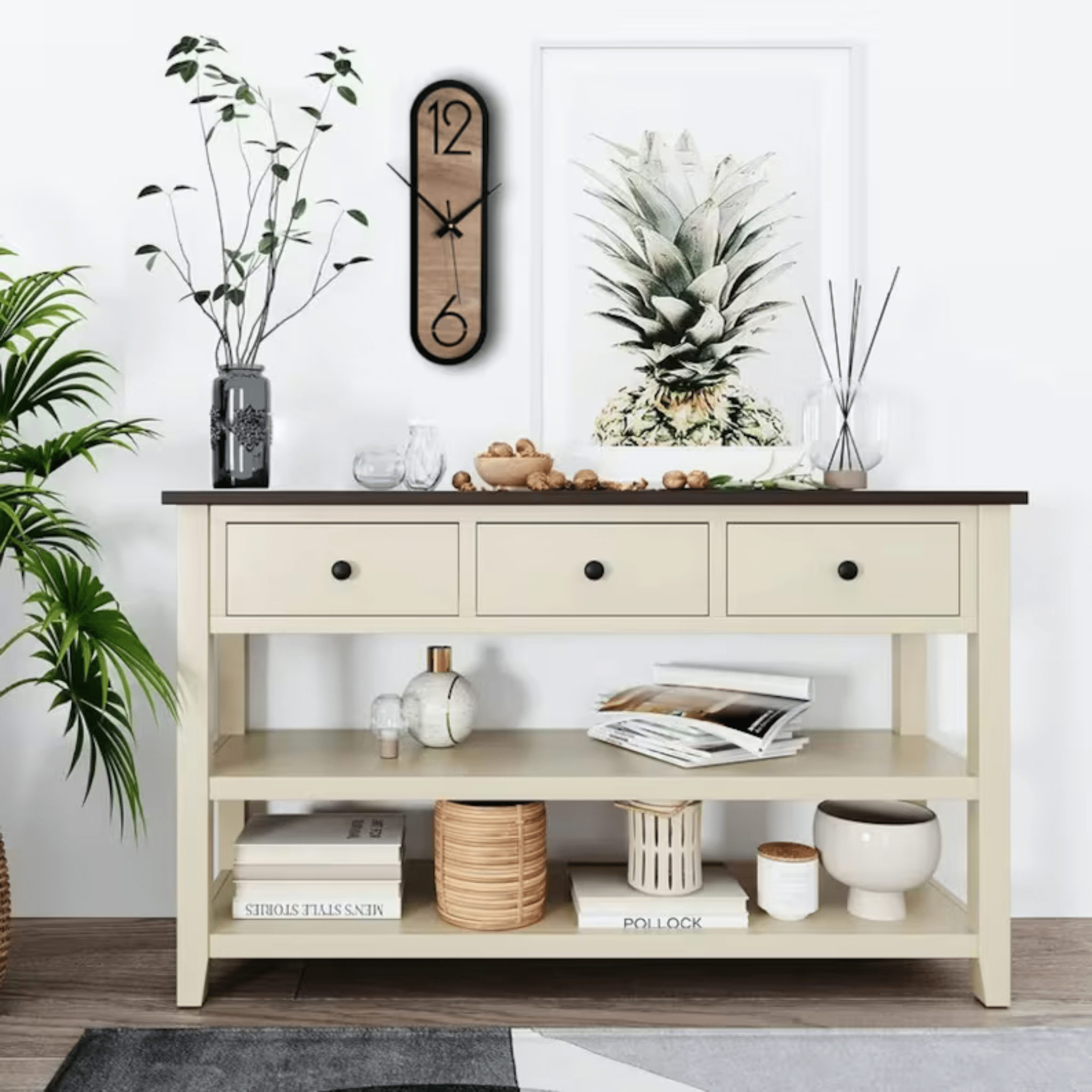 Minimalist Wall Clock - Long Oval Design For Home & Office Decor